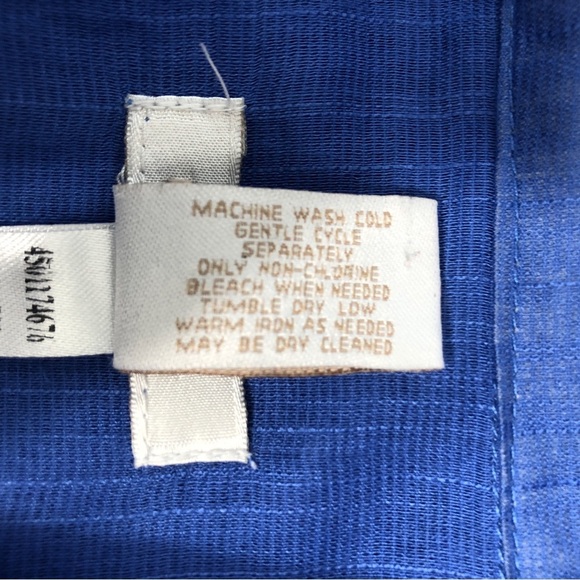 Chico’s Pleated Button Up Roll Tab Sleeves Blue Tunic 1 (Medium) - Picture 5 of 6